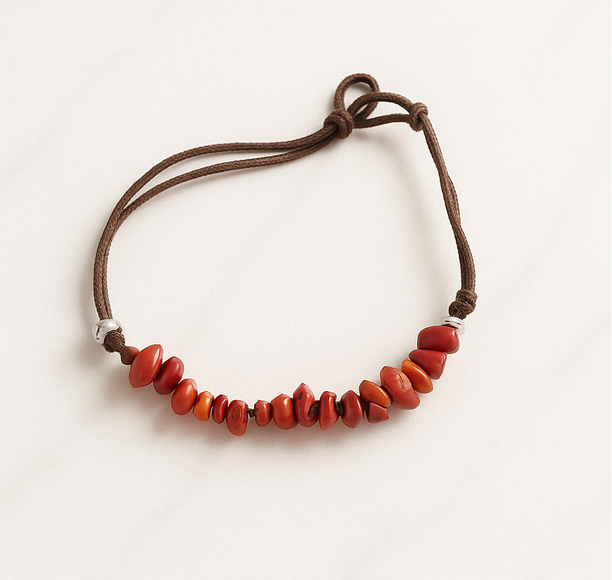 Bracciale regolabile di corallo
