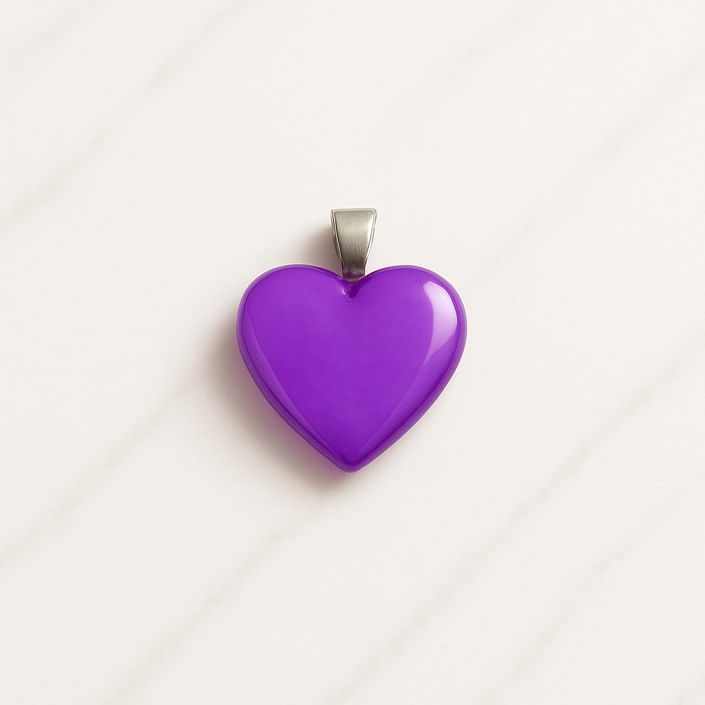 Pendente a cuore in vetro viola