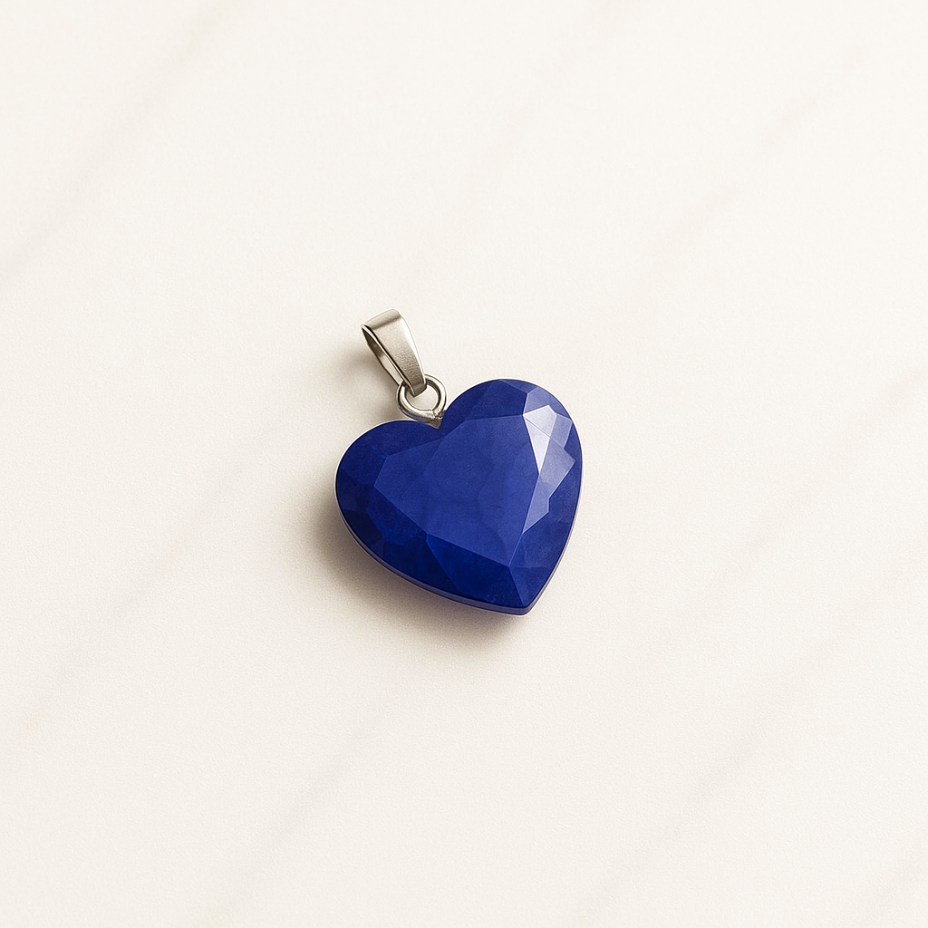 Pendente a cuore in vetro blu