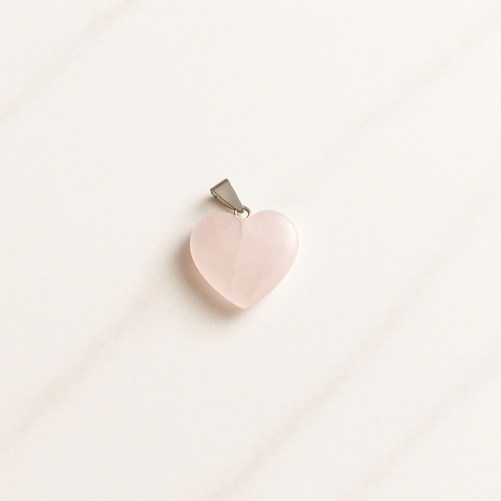 Pendente a cuore in rosa tenue