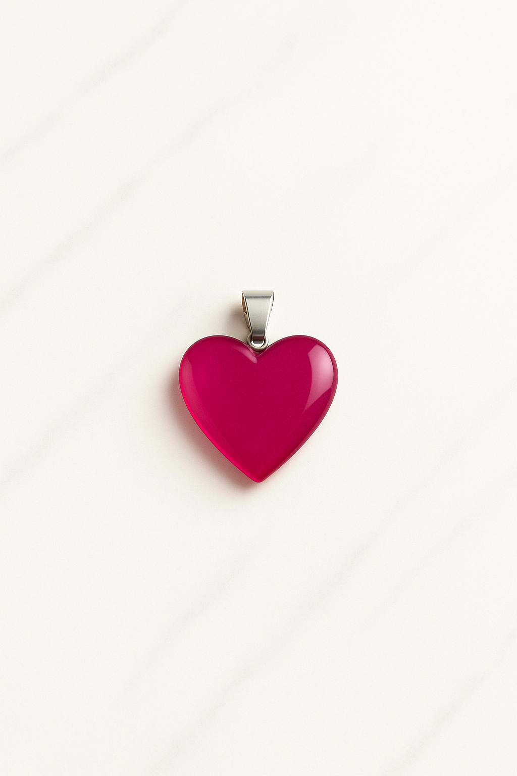 Pendente a cuore in vetro rosa