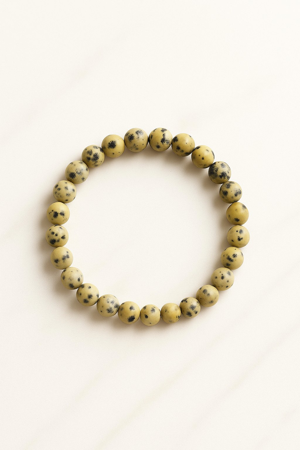 Bracciale con perline di diaspro dalmata giallo