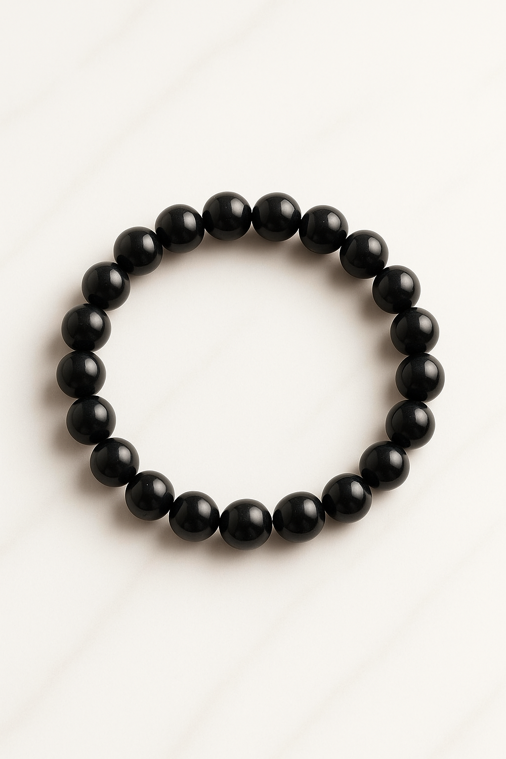 Bracciale con perle di pietra ossidiana nera