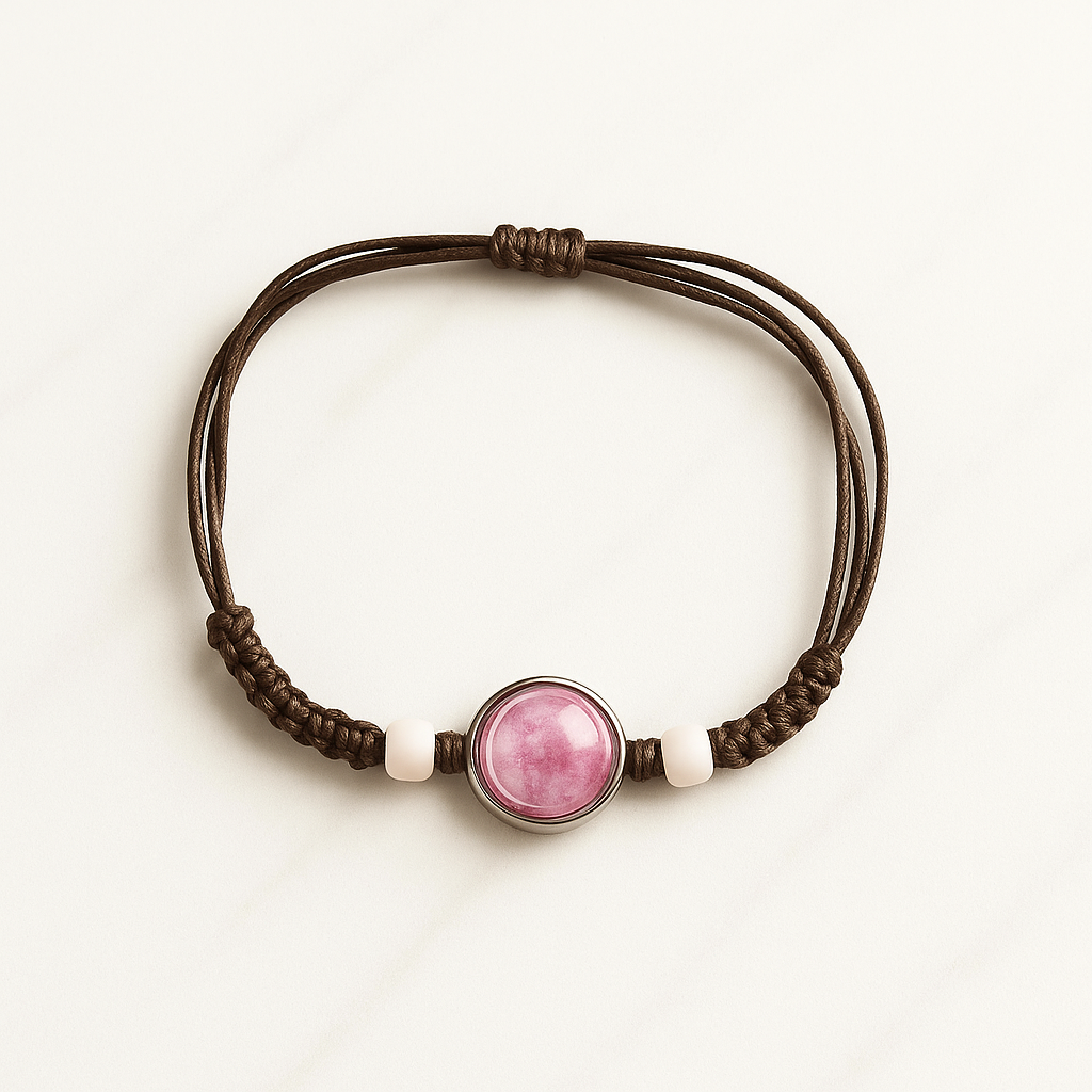 Bracciale artigianale con fiore rosa