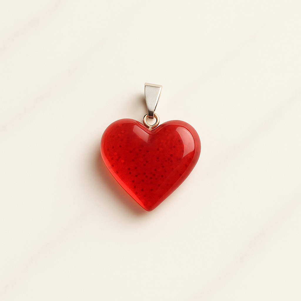 Pendente a cuore in rosso intenso